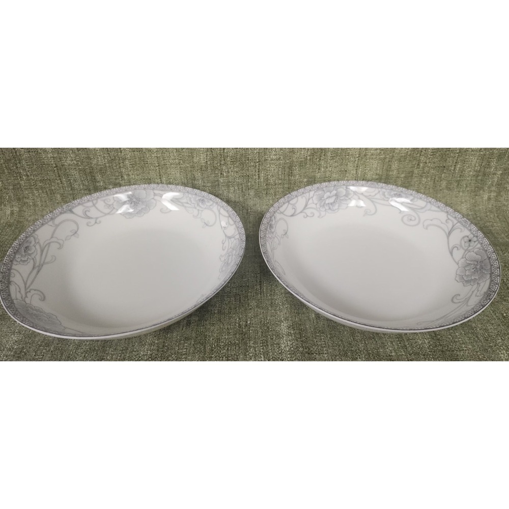 Ying Yu Jing Ci  Bone China   Set of 2  8" Bowls with‎ gray floral pattern